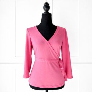 New York & Company Pink Babydoll Wrap Blouse